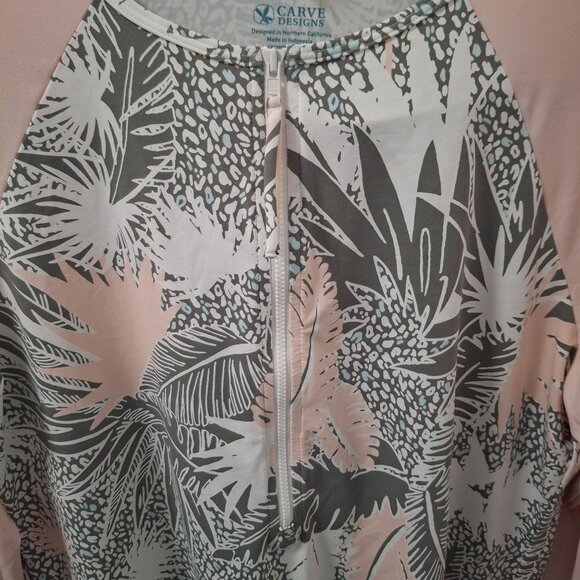 Carve Designs Womens XL Raglan Long Sleeve Top Pink & Gray Tropical Print - Picture 3 of 7